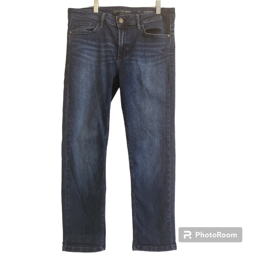 Calvin Klein Jeans Women's Sz 10 Blue Slim Boyfriend Mid-Rise Stretch Denim